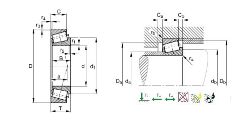 FAG30318A+T2GB090圆锥滚子轴承平面图