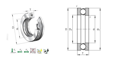 KOYO54238推力球轴承平面图
